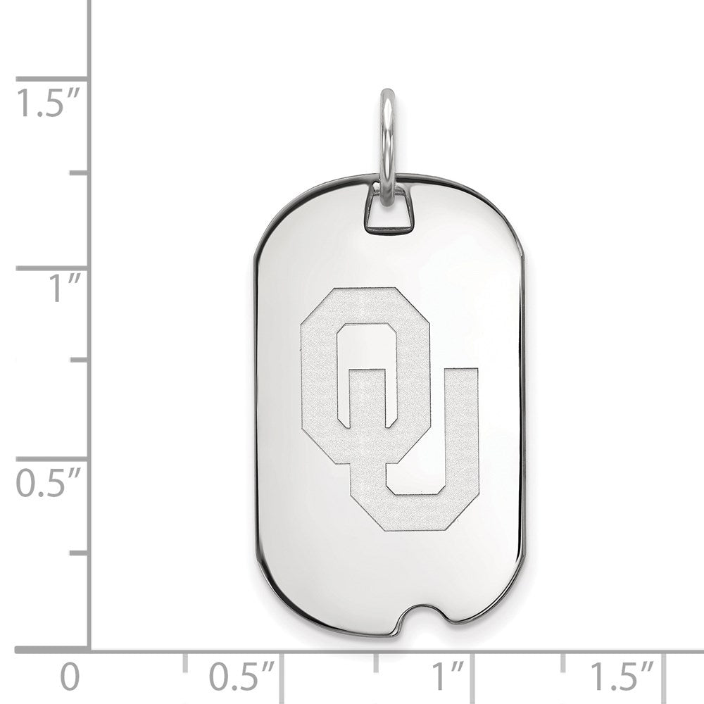 14K White Gold Logoart University Of Oklahoma O U Small Dog Tag Pendant