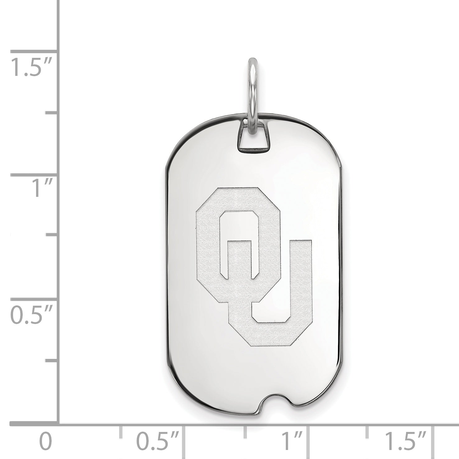Sterling Silver Rhodium Plated Logoart University Of Oklahoma O U Small Dog Tag Pendant