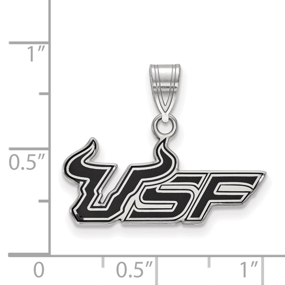 Sterling Silver Rhodium Plated Logoart University Of South Florida U S F Medium Enameled Pendant