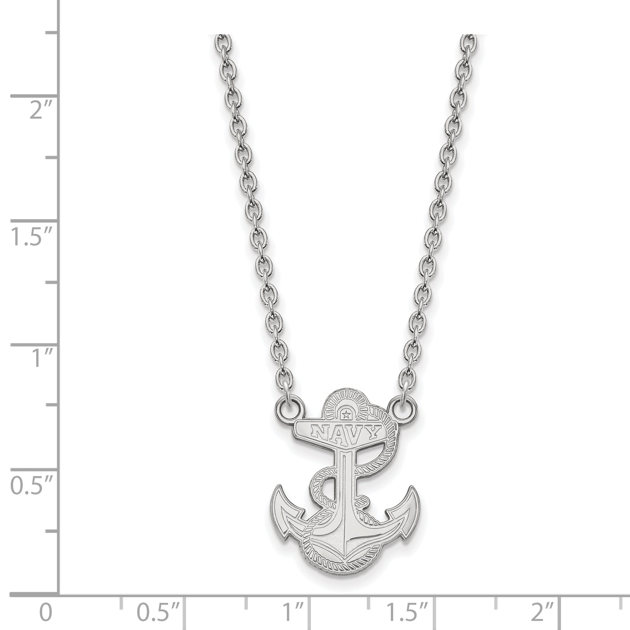Sterling Silver Rhodium Plated Logoart Us Naval Academy Anchor Large Pendant 18 Inch Necklace