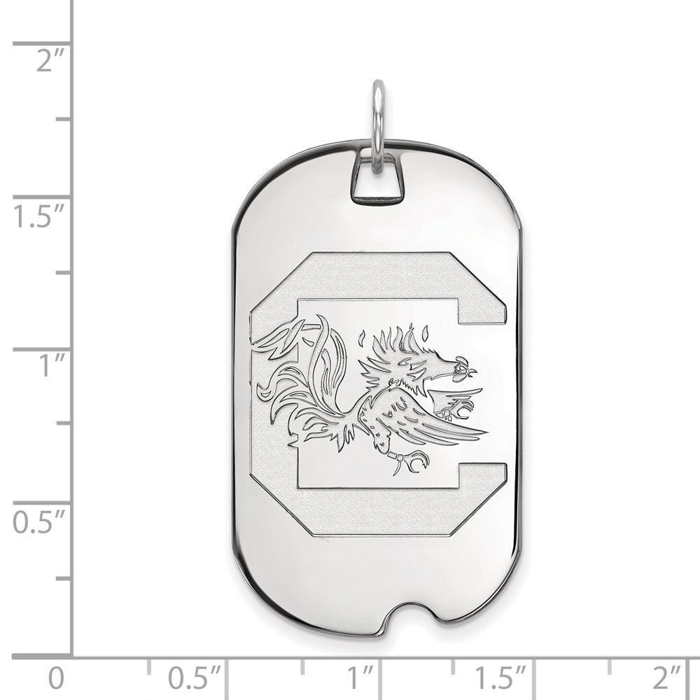 Sterling Silver Rhodium Plated Logoart University Of South Carolina Large Dog Tag Pendant