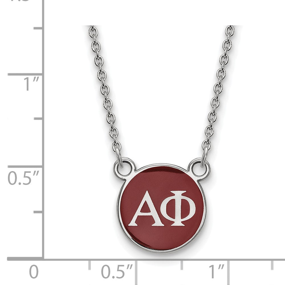 Sterling Silver Rhodium Plated Logoart Alpha Phi Sorority Greek Letters Small Color Enamel Pendant 18 Inch Necklace