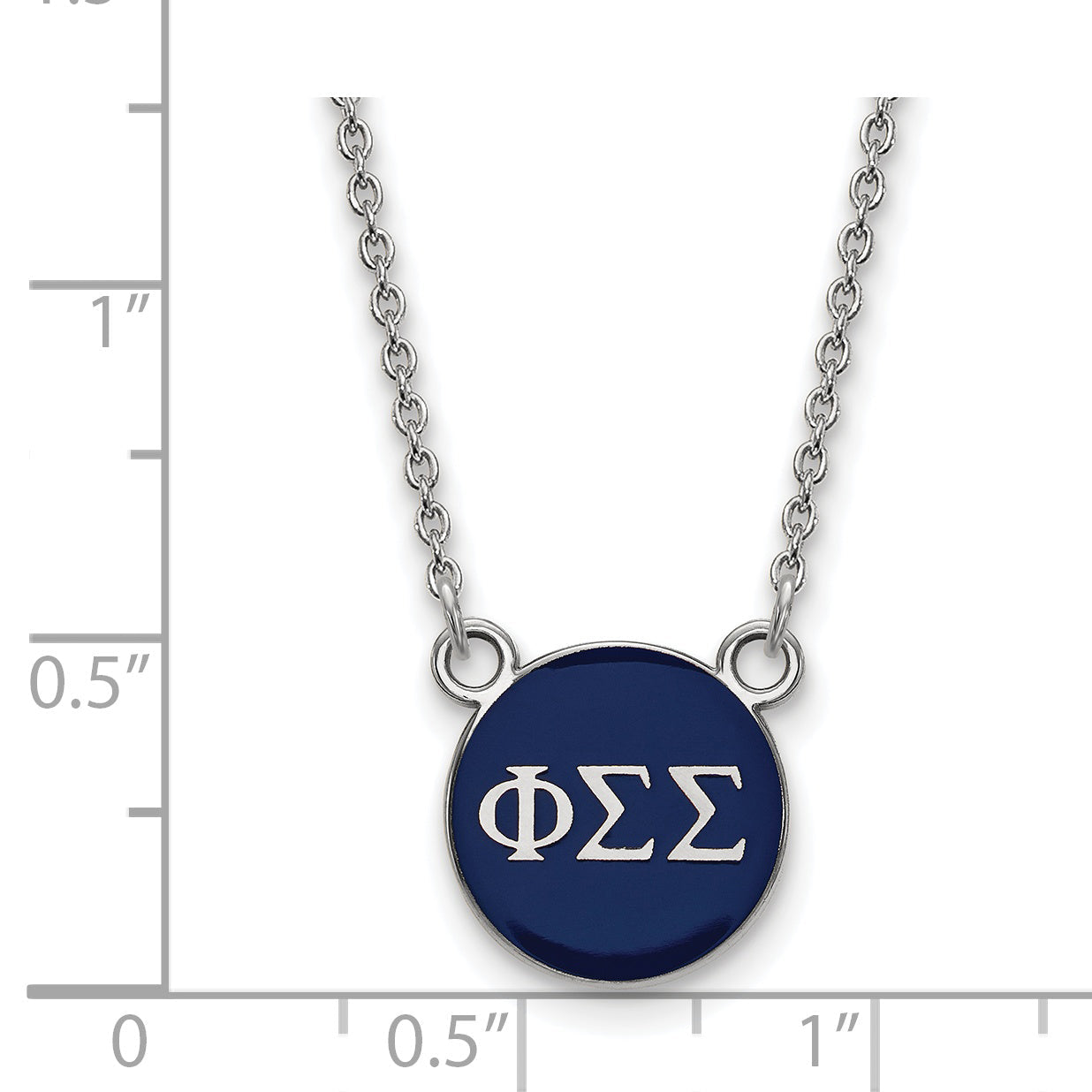 Sterling Silver Rhodium Plated Logoart Phi Sigma Sorority Greek Letters Small Color Enamel Pendant 18 Inch Necklace