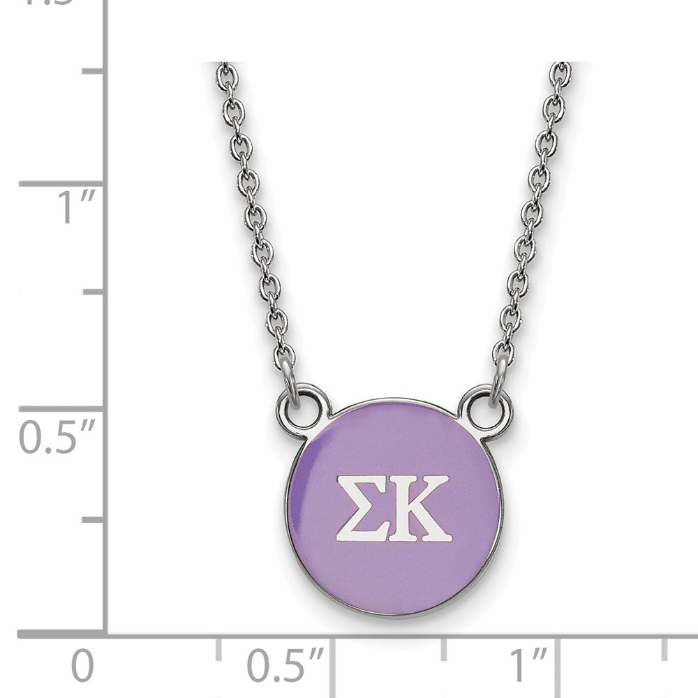 Sterling Silver Rhodium Plated Logoart Sigma Kappa Sorority Greek Letters Small Color Enamel Pendant 18 Inch Necklace