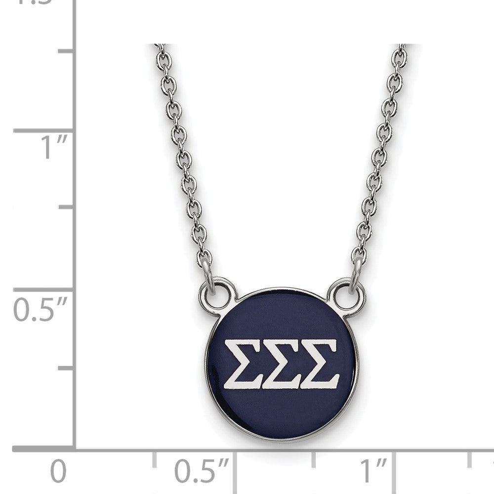 Sterling Silver Rhodium Plated Logoart Sigma Sorority Greek Letters Small Color Enamel Pendant 18 Inch Necklace