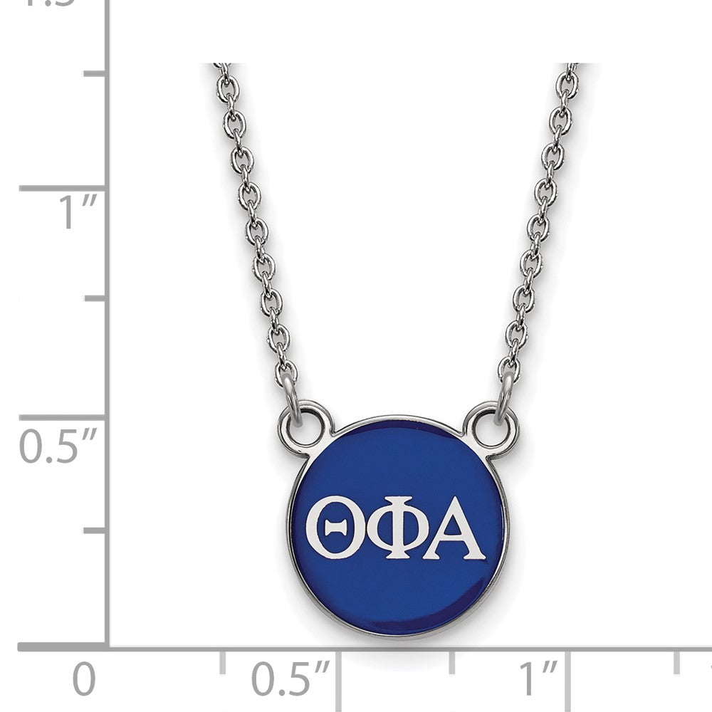 Sterling Silver Rhodium Plated Logoart Theta Phi Alpha Sorority Greek Letters Small Color Enamel Pendant 18 Inch Necklace