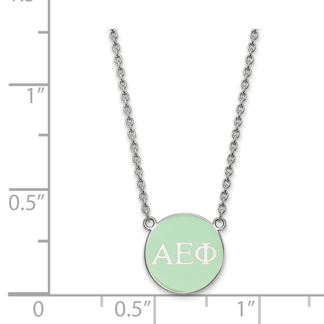 Sterling Silver Rhodium Plated Logoart Alpha Epsilon Phi Sorority Greek Letters Small Color Enamel Pendant 18 Inch Necklace