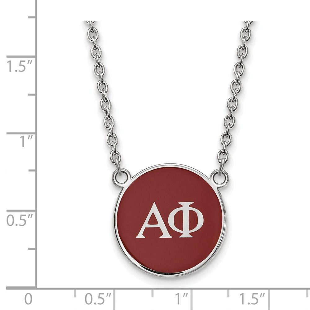 Sterling Silver Rhodium Plated Logoart Alpha Phi Sorority Greek Letters Large Color Enamel Pendant 18 Inch Necklace