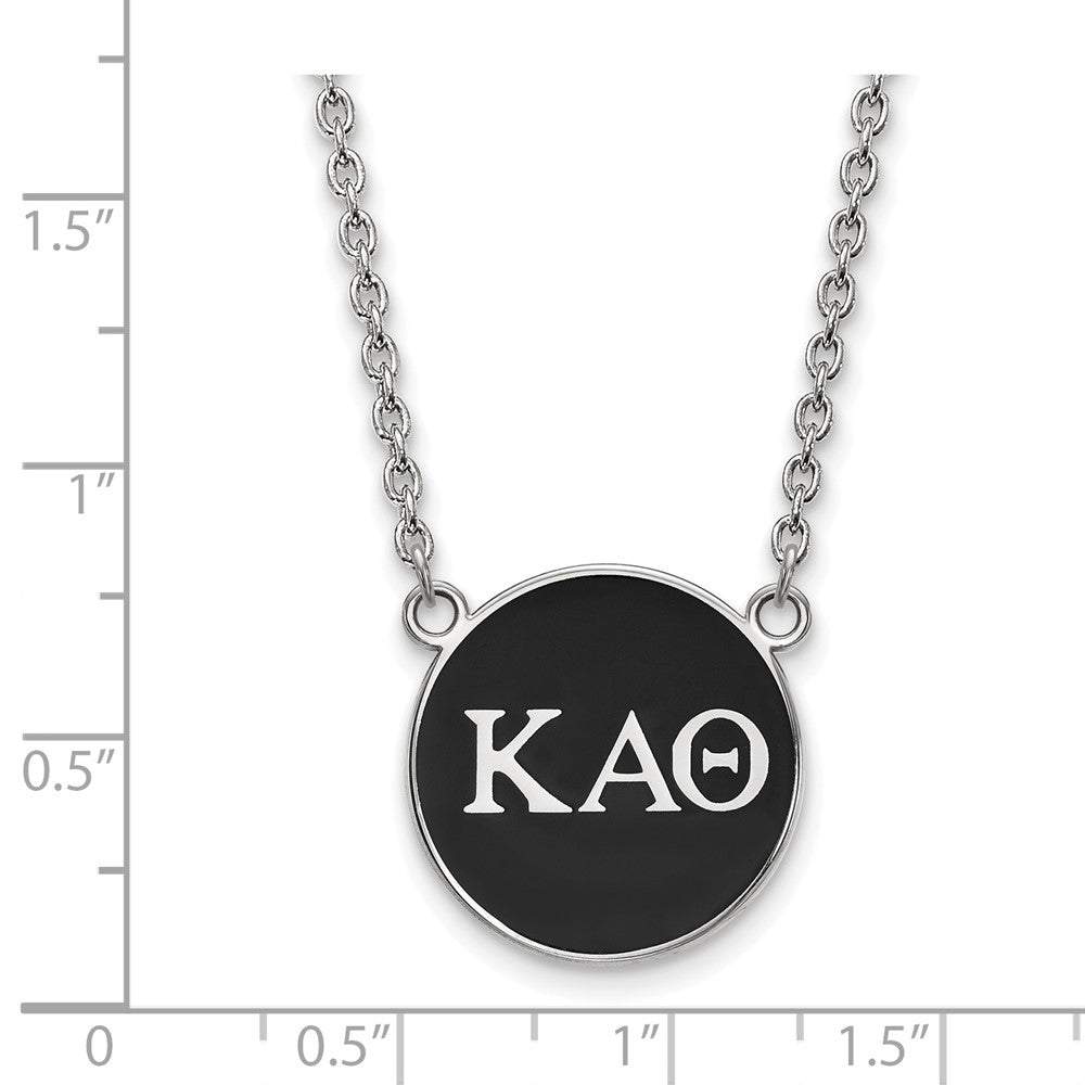Sterling Silver Rhodium Plated Logoart Kappa Alpha Theta Sorority Greek Letters Large Color Enamel Pendant 18 Inch Necklace