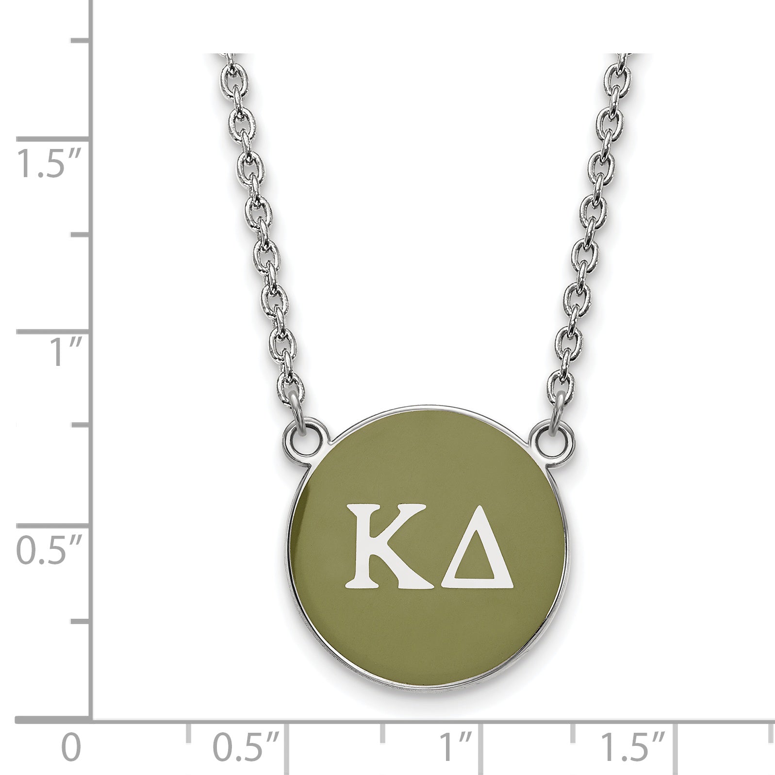 Sterling Silver Rhodium Plated Logoart Kappa Delta Sorority Greek Letters Large Color Enamel Pendant 18 Inch Necklace
