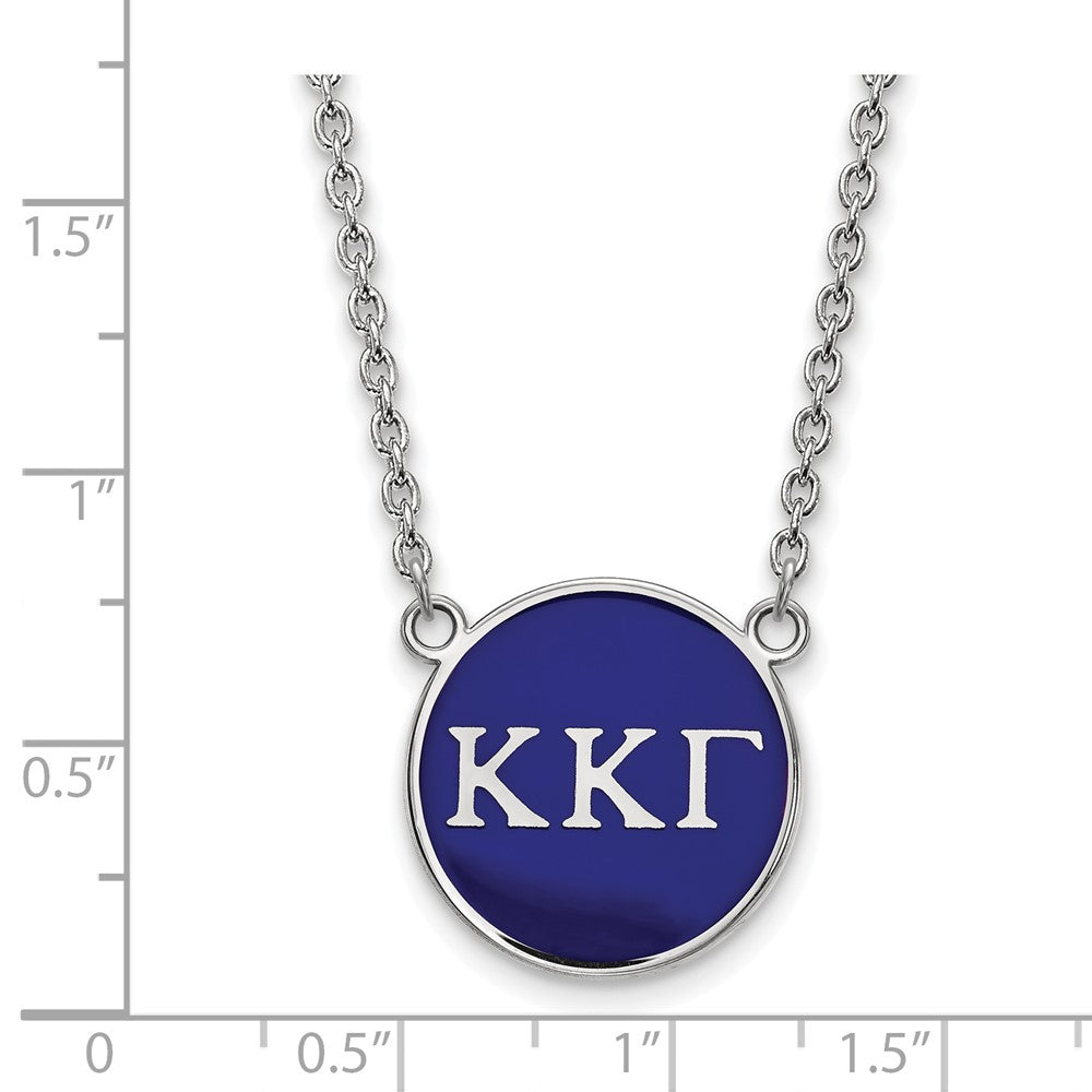 Sterling Silver Rhodium Plated Logoart Kappa Gamma Sorority Greek Letters Large Color Enamel Pendant 18 Inch Necklace