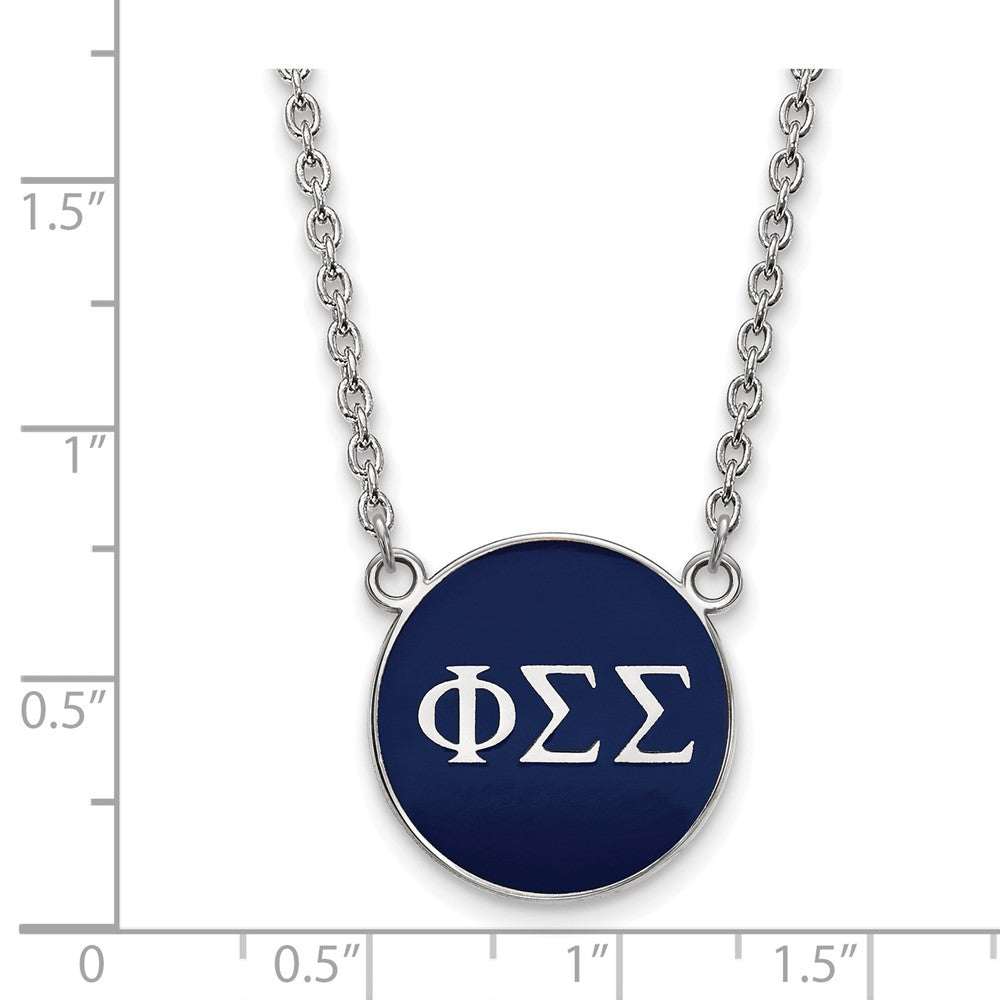 Sterling Silver Rhodium Plated Logoart Phi Sigma Sorority Greek Letters Large Color Enamel Pendant 18 Inch Necklace