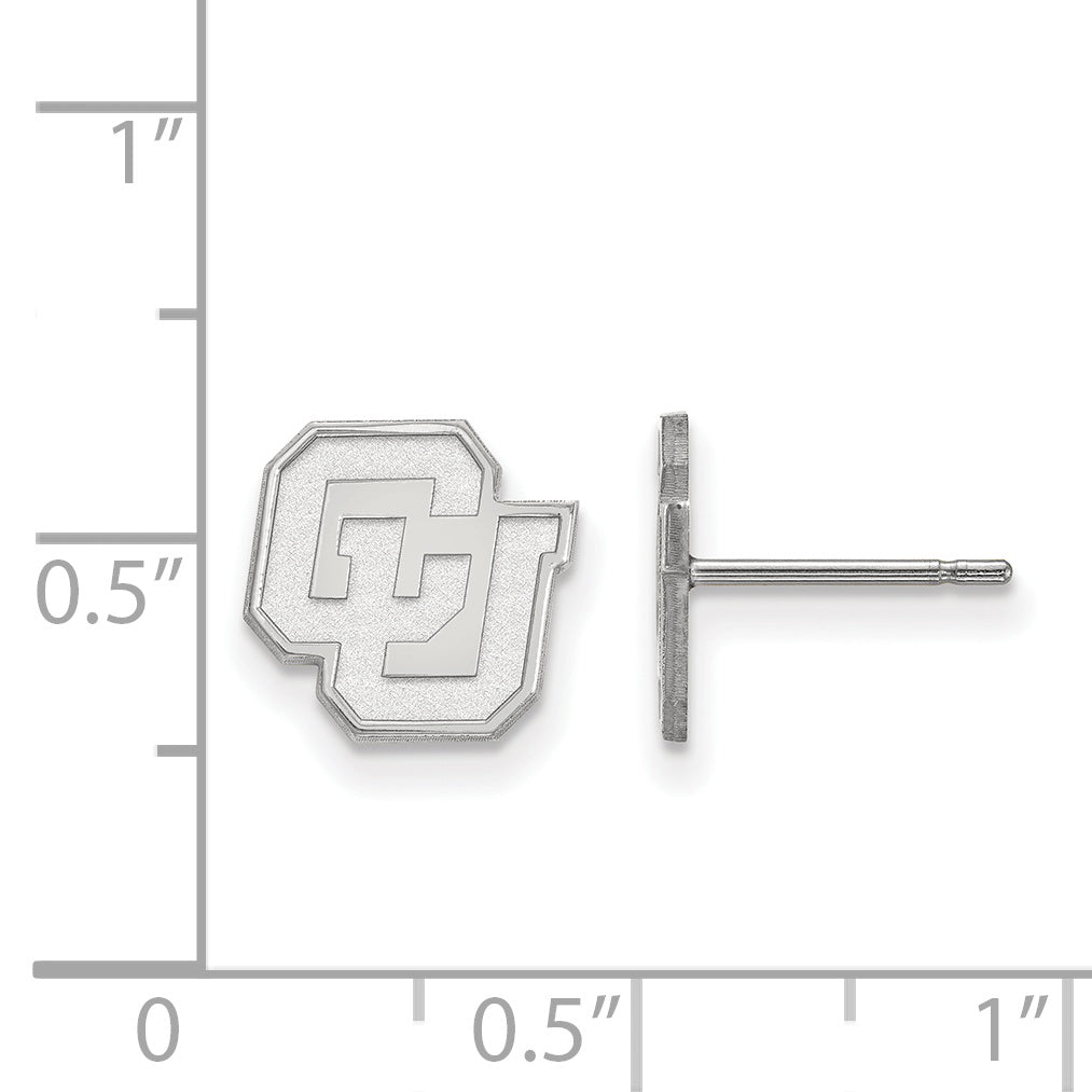 Sterling Silver Rhodium Plated Logoart University Of Colorado C U Extra Small Post Earrings