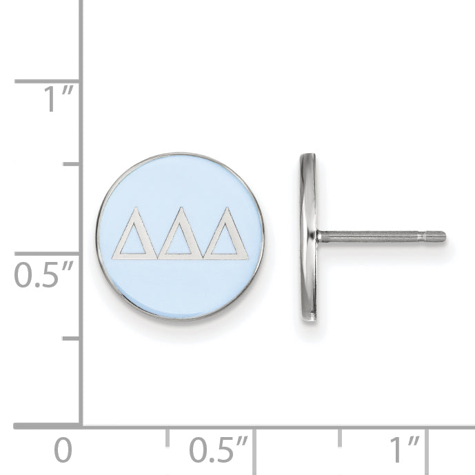 Sterling Silver Rhodium Plated Logoart Delta Sorority Greek Letters Color Enamel Post Earrings
