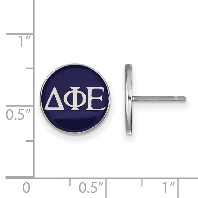 Sterling Silver Rhodium Plated Logoart Delta Phi Epsilon Sorority Greek Letters Color Enamel Post Earrings