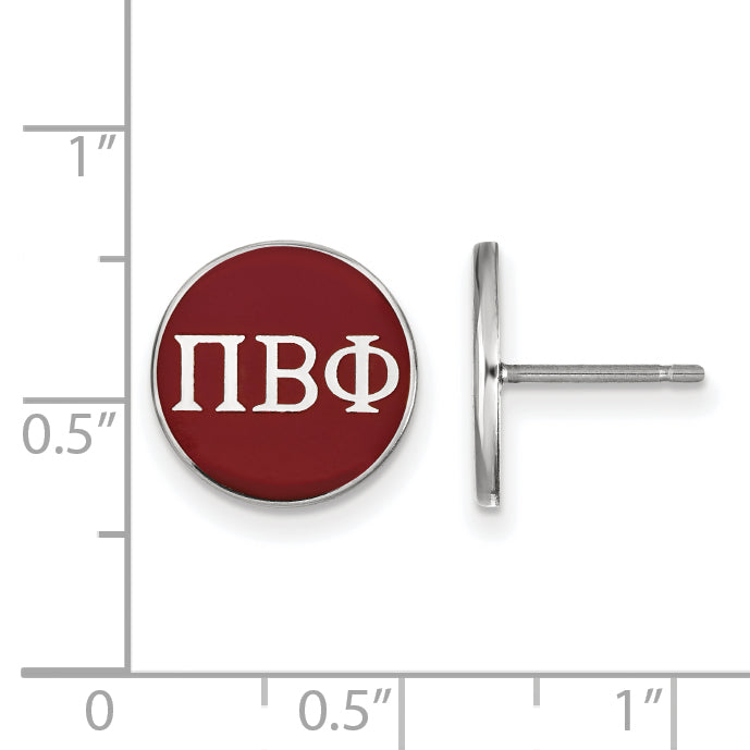Sterling Silver Rhodium Plated Logoart Pi Beta Phi Sorority Greek Letters Color Enamel Post Earrings