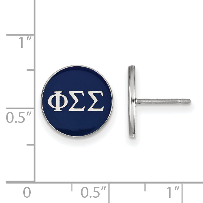 Sterling Silver Rhodium Plated Logoart Phi Sigma Sorority Greek Letters Color Enamel Post Earrings