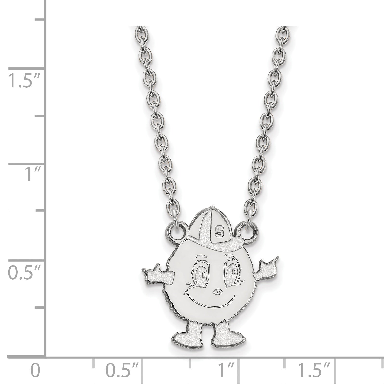 Sterling Silver Rhodium Plated Logoart Syracuse University Mascot Large Pendant 18 Inch Necklace