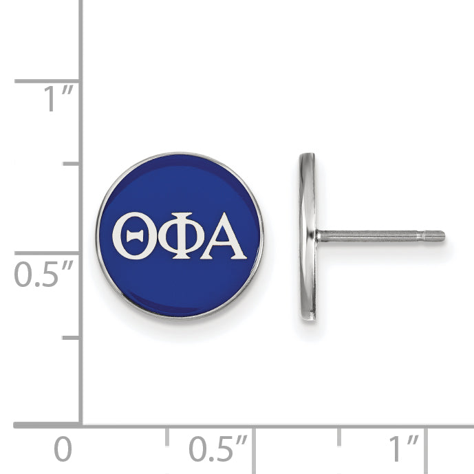 Sterling Silver Rhodium Plated Logoart Theta Phi Alpha Sorority Greek Letters Color Enamel Post Earrings