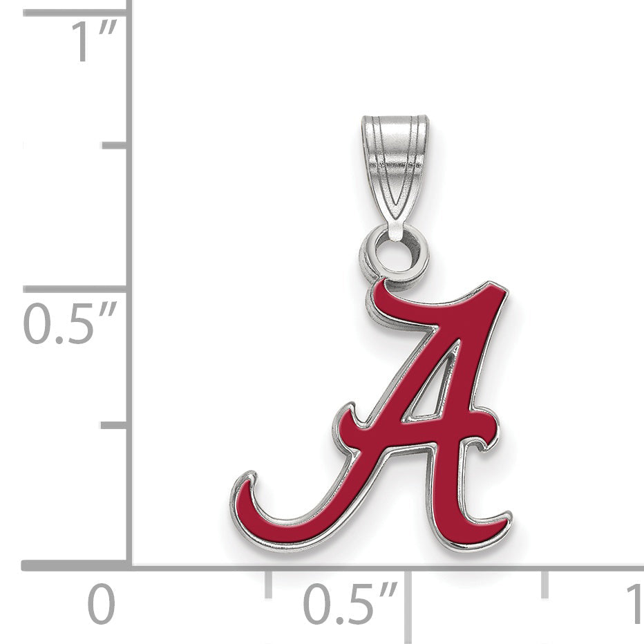 Sterling Silver Rhodium Plated Logoart University Of Alabama Letter A Small Enameled Pendant