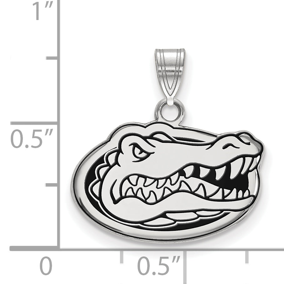 Sterling Silver Rhodium Plated Logoart University Of Florida Gator Small Enameled Pendant
