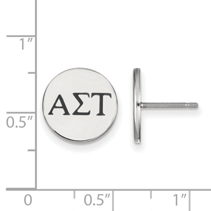 Sterling Silver Rhodium Plated Logoart Alpha Sigma Tau Sorority Greek Letters Color Enamel Post Earrings