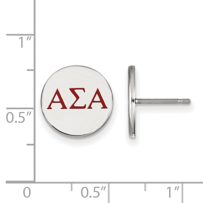 Sterling Silver Rhodium Plated Logoart Alpha Sigma Sorority Greek Letters Color Enamel Post Earrings