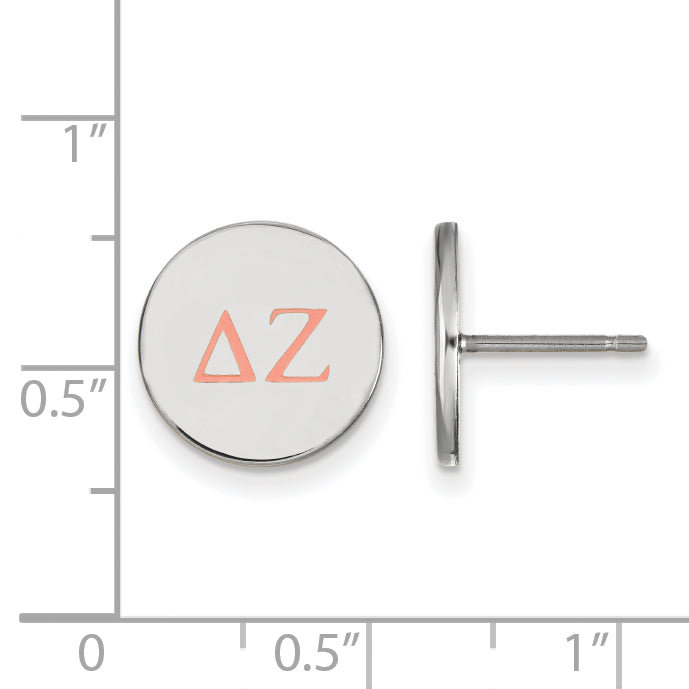 Sterling Silver Rhodium Plated Logoart Delta Zeta Sorority Greek Letters Color Enamel Post Earrings