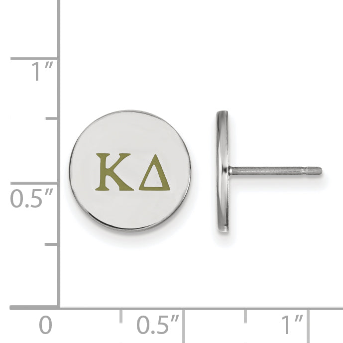 Sterling Silver Rhodium Plated Logoart Kappa Delta Sorority Greek Letters Color Enamel Post Earrings