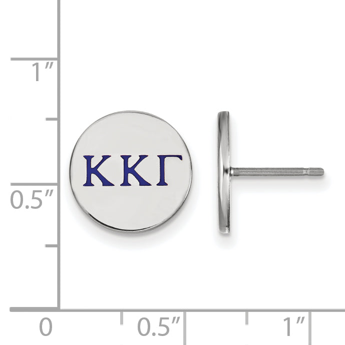 Sterling Silver Rhodium Plated Logoart Kappa Gamma Sorority Greek Letters Color Enamel Post Earrings