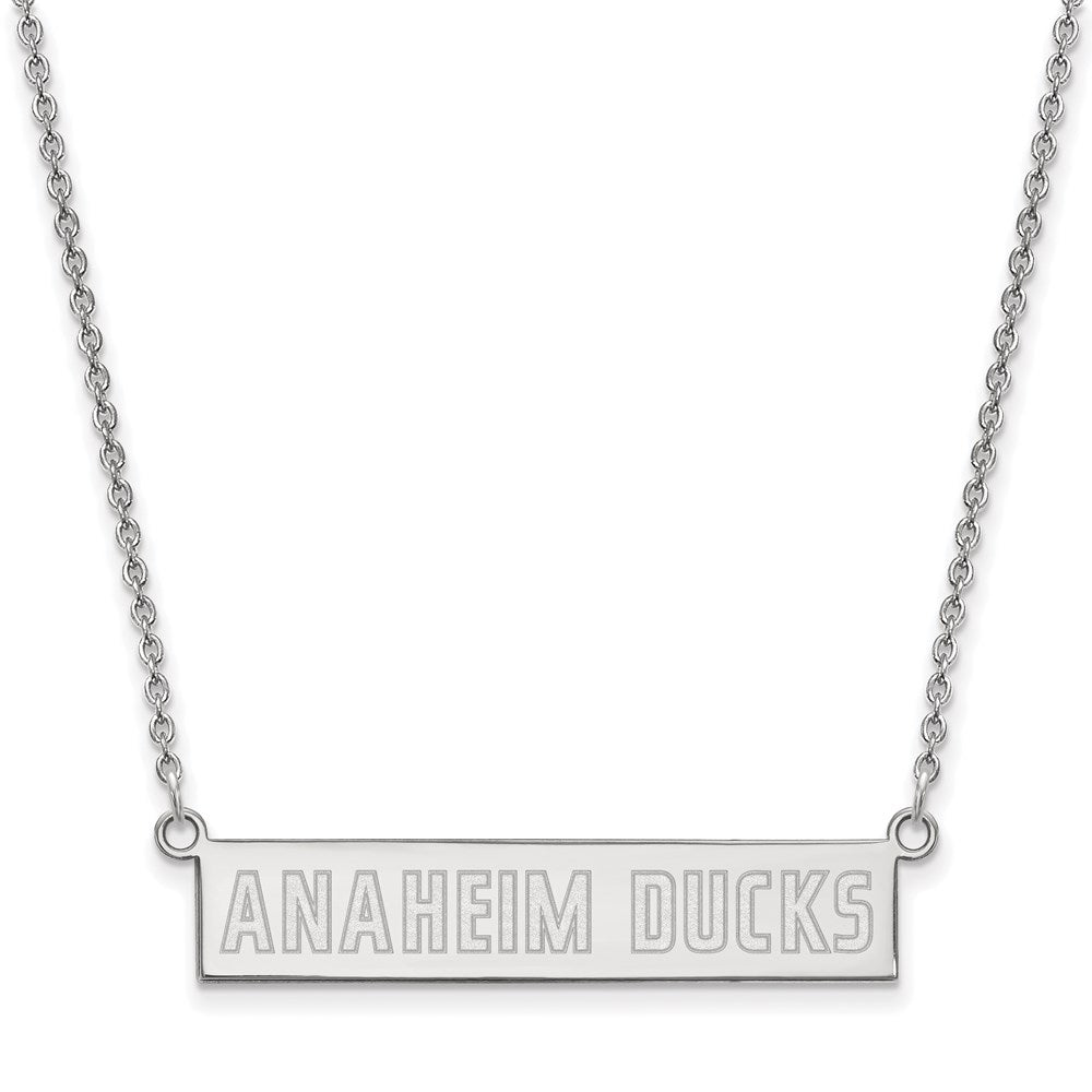 Sterling Silver Rhodium Plated Nhl Logoart Anaheim Ducks Small Bar 18 Inch Necklace