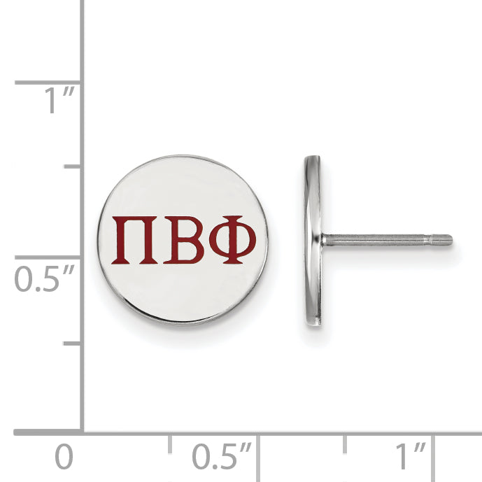 Sterling Silver Rhodium Plated Logoart Pi Beta Phi Sorority Greek Letters Color Enamel Post Earrings