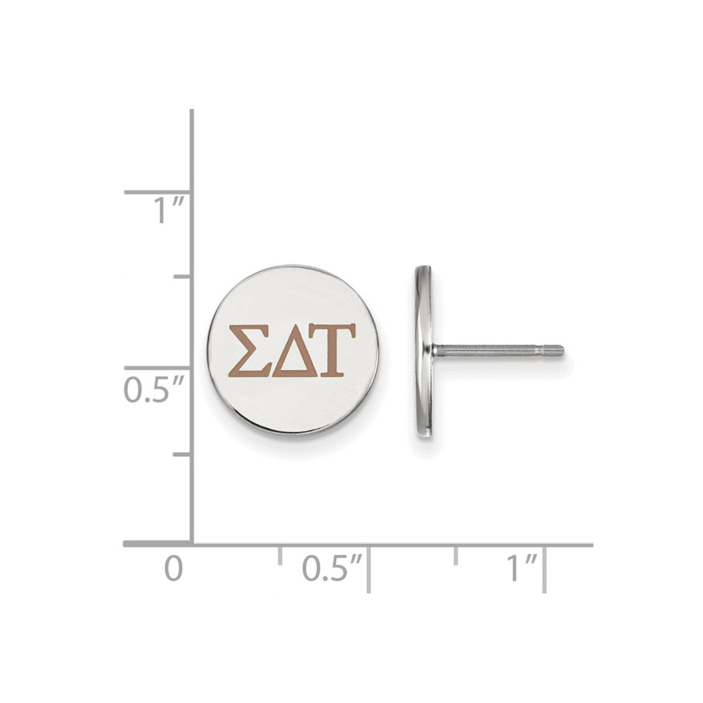 Sterling Silver Rhodium Plated Logoart Sigma Delta Tau Sorority Greek Letters Color Enamel Post Earrings
