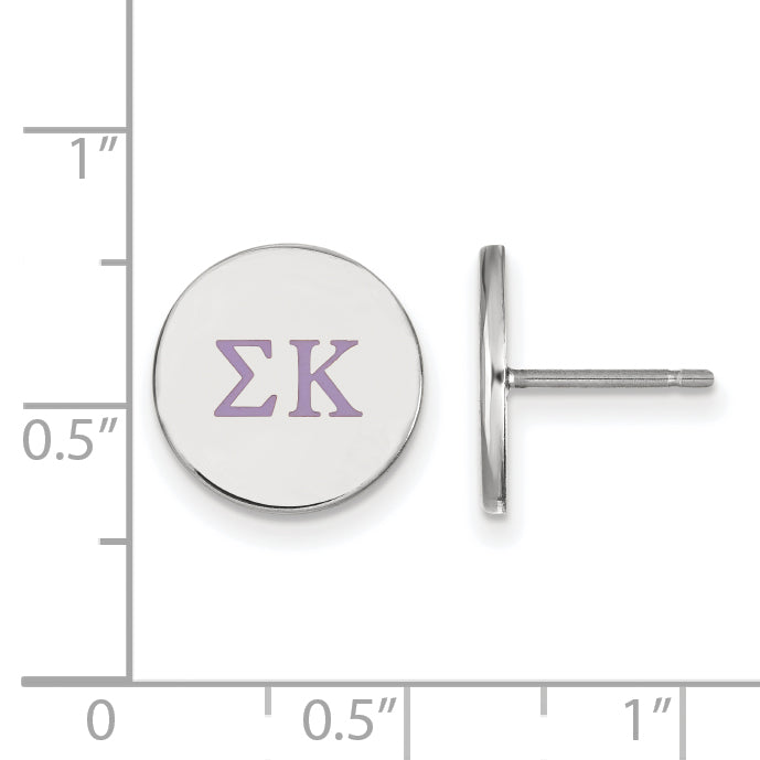 Sterling Silver Rhodium Plated Logoart Sigma Kappa Sorority Greek Letters Color Enamel Post Earrings
