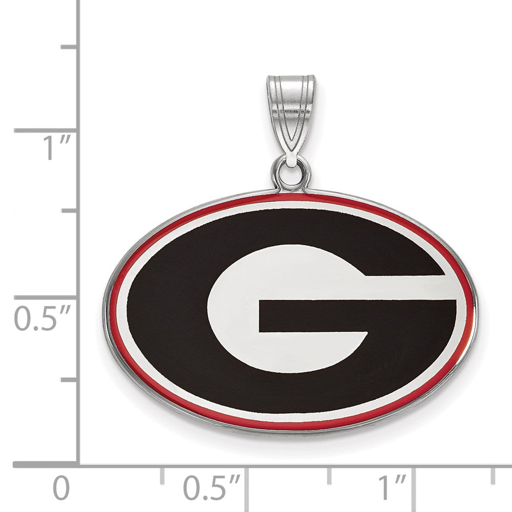 Sterling Silver Rhodium Plated Logoart University Of Georgia Letter G Large Enameled Pendant