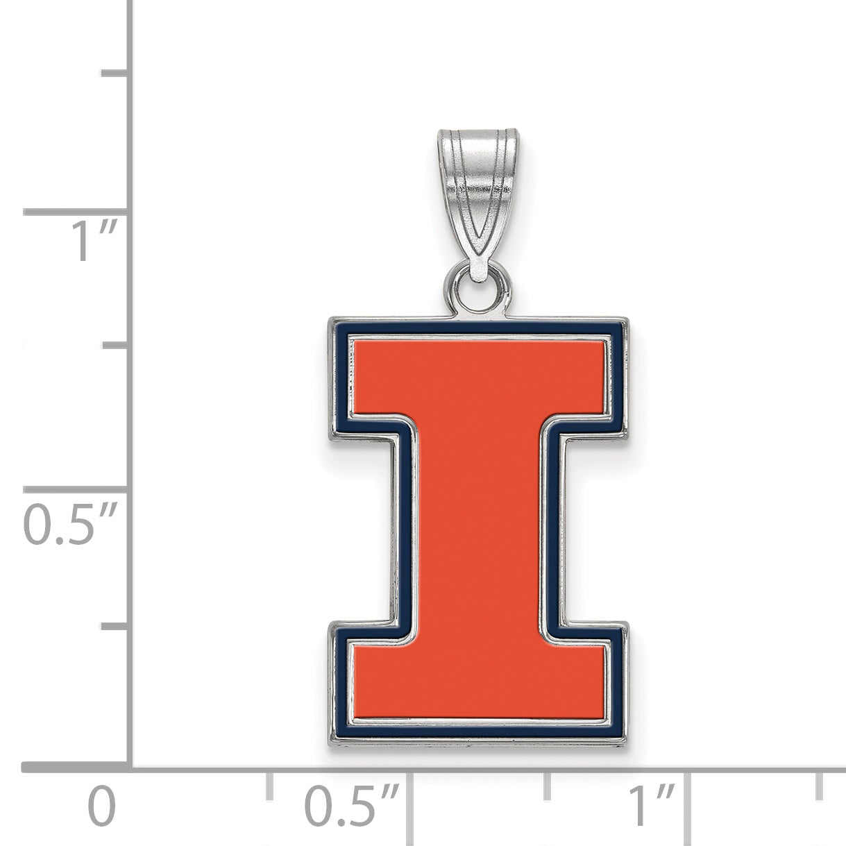 Sterling Silver Rhodium Plated Logoart University Of Illinois Letter I Large Enameled Pendant
