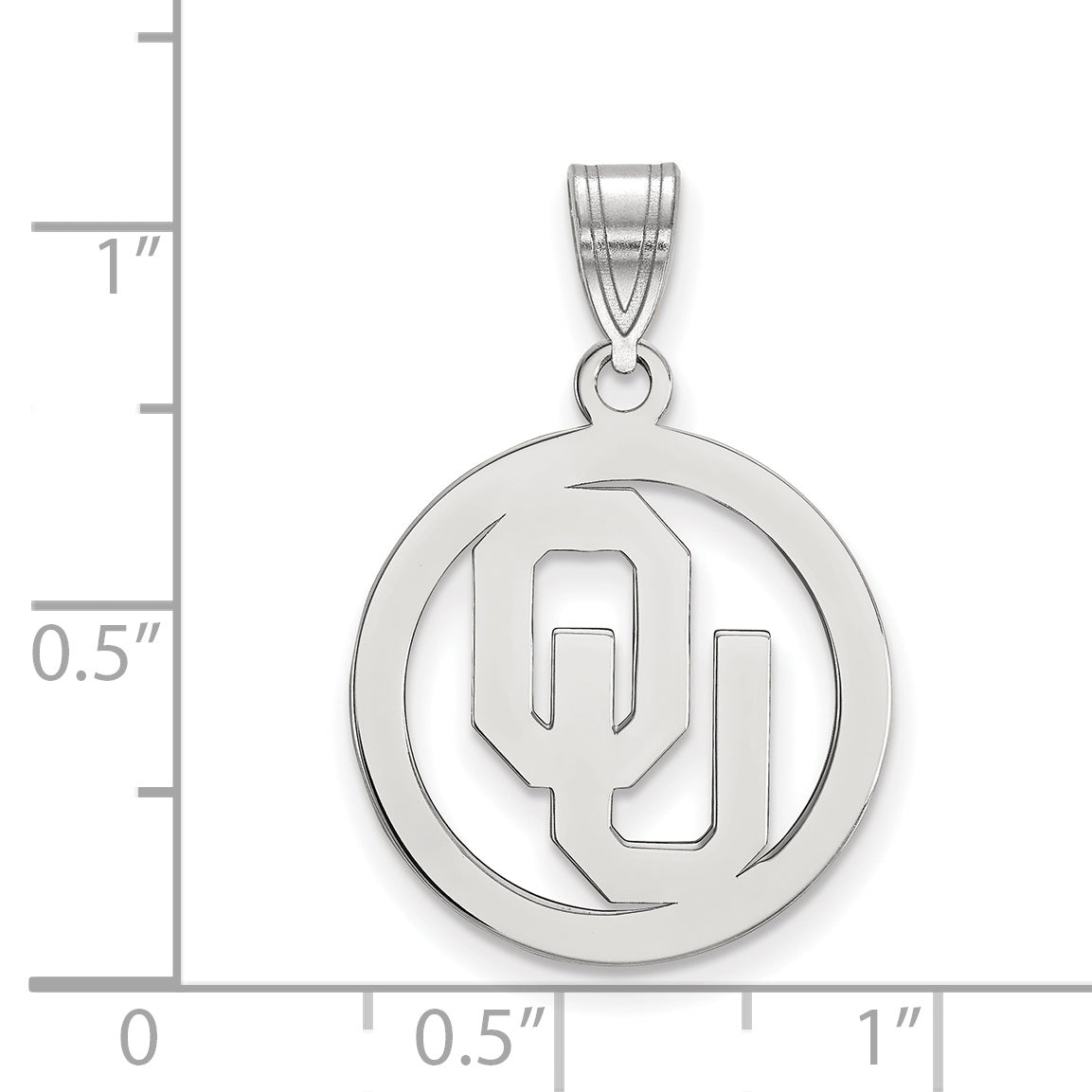 Sterling Silver Rhodium Plated Logoart University Of Oklahoma O U Medium Circle Pendant