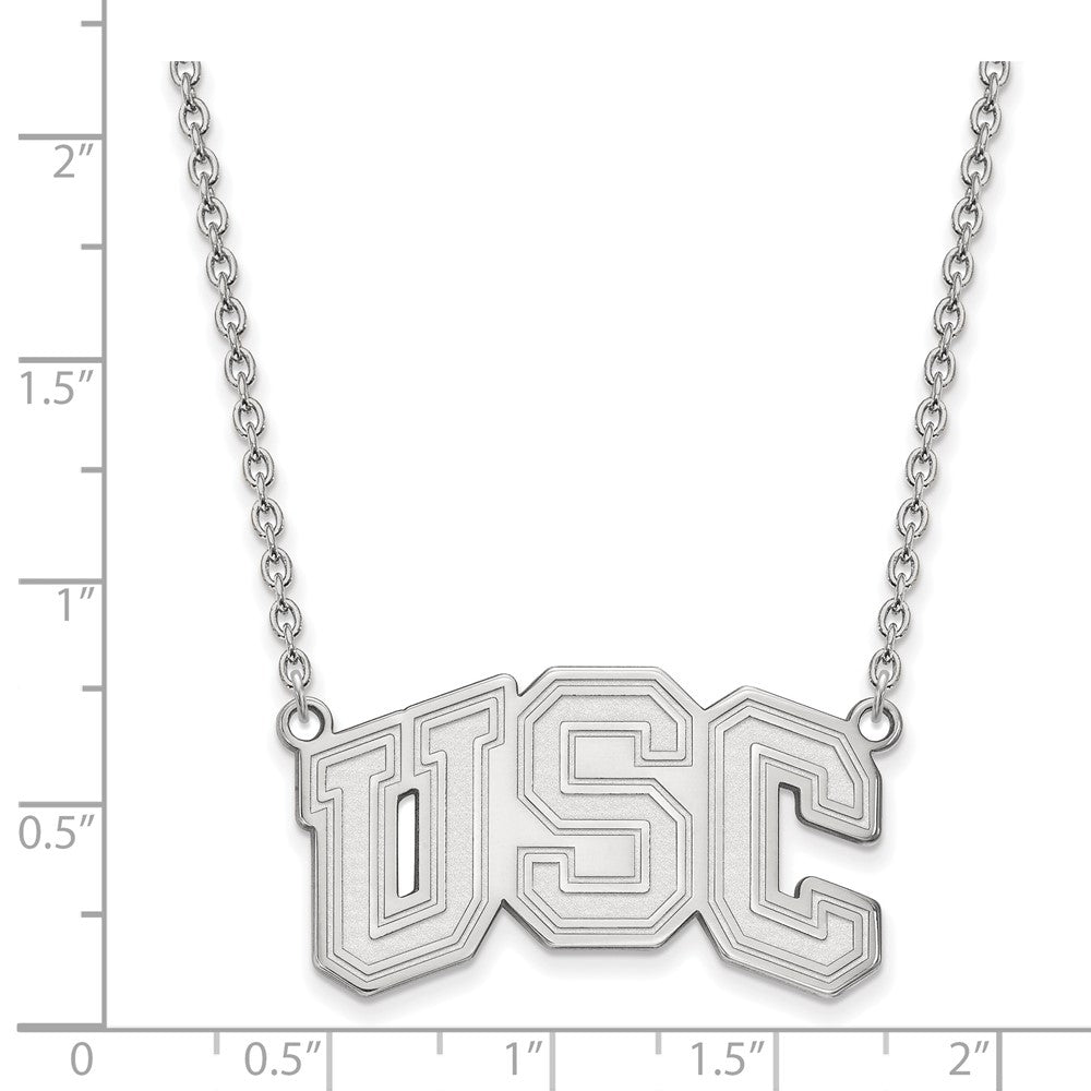 14K White Gold University Of Southern California U S C Large Pendant 18 Inch Necklace