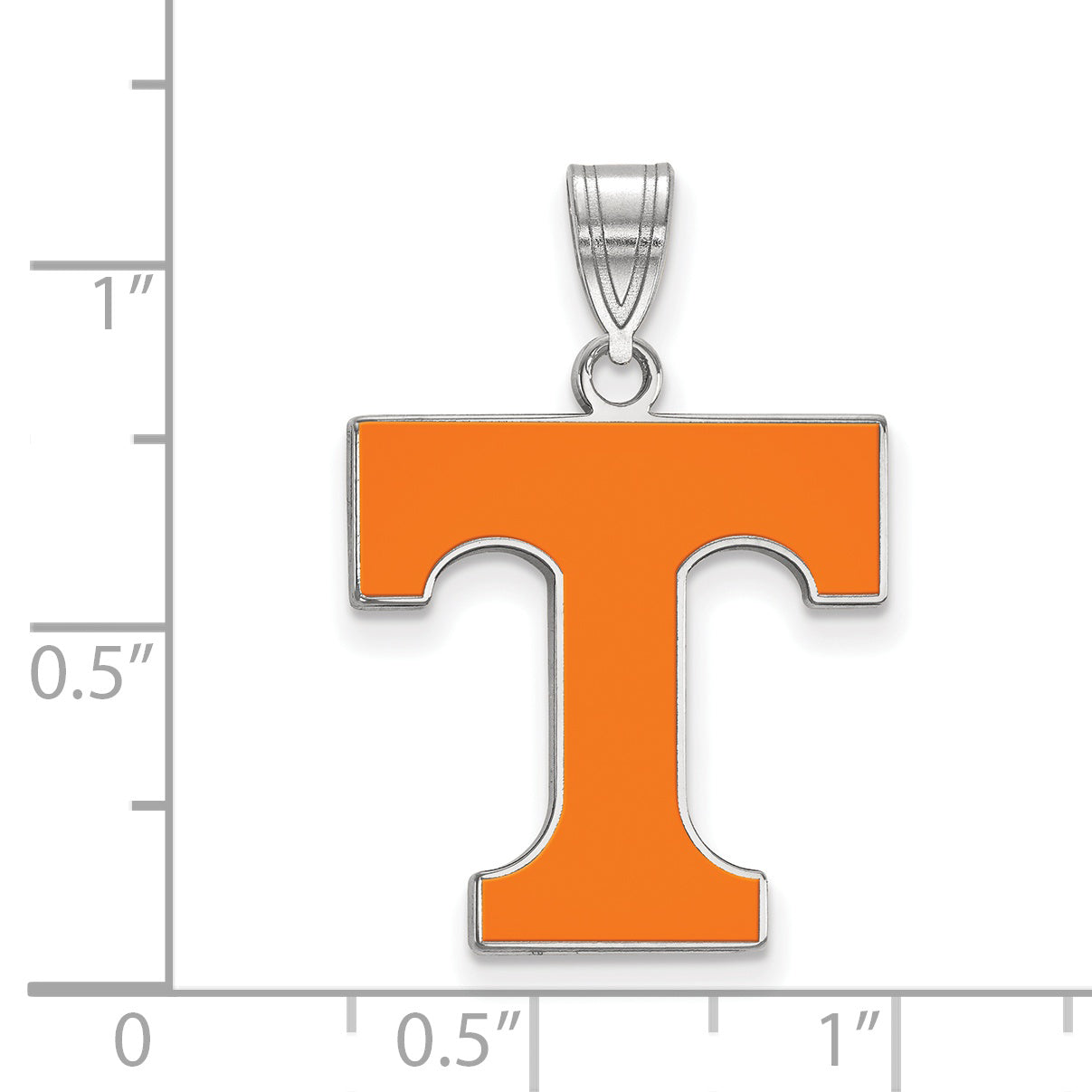 Sterling Silver Rhodium Plated Logoart University Of Tennessee Letter T Large Enameled Pendant