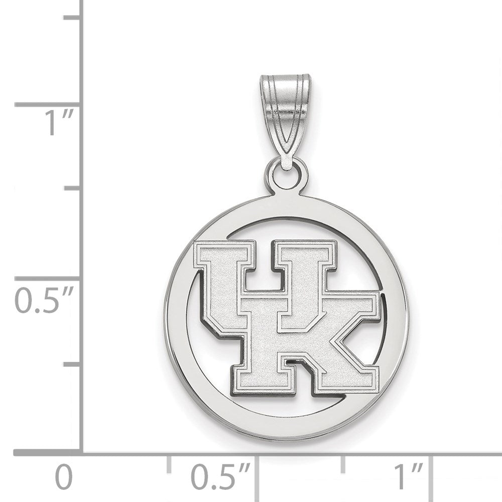 Sterling Silver Rhodium Plated Logoart University Of Kentucky U K Small Circle Pendant