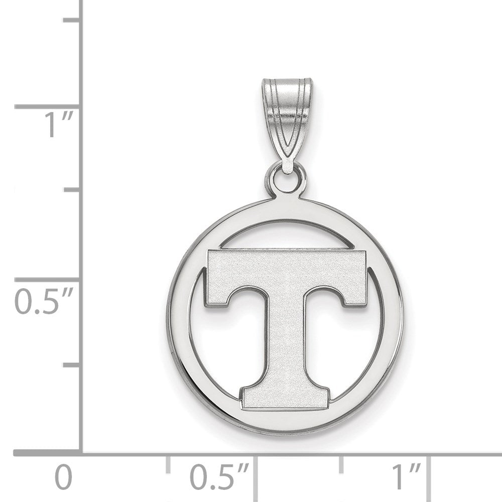 Sterling Silver Rhodium Plated Logoart University Of Tennessee Letter T Medium Circle Pendant