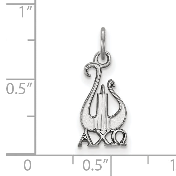 Sterling Silver Rhodium Plated Logoart Alpha Chi Omega Sorority Symbol Small Pendant