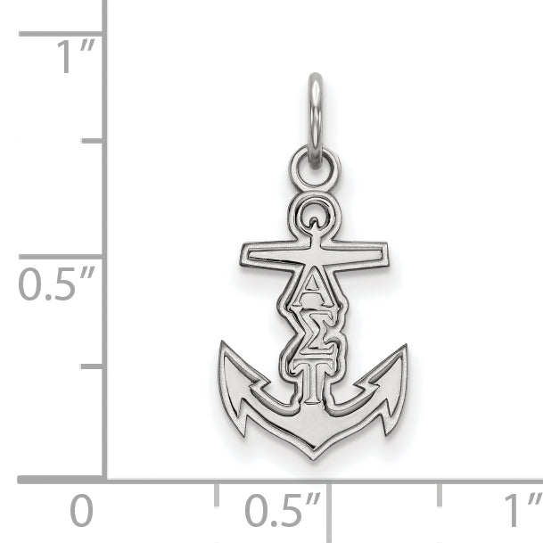 Sterling Silver Rhodium Plated Logoart Alpha Sigma Tau Sorority Symbol Extra Small Pendant