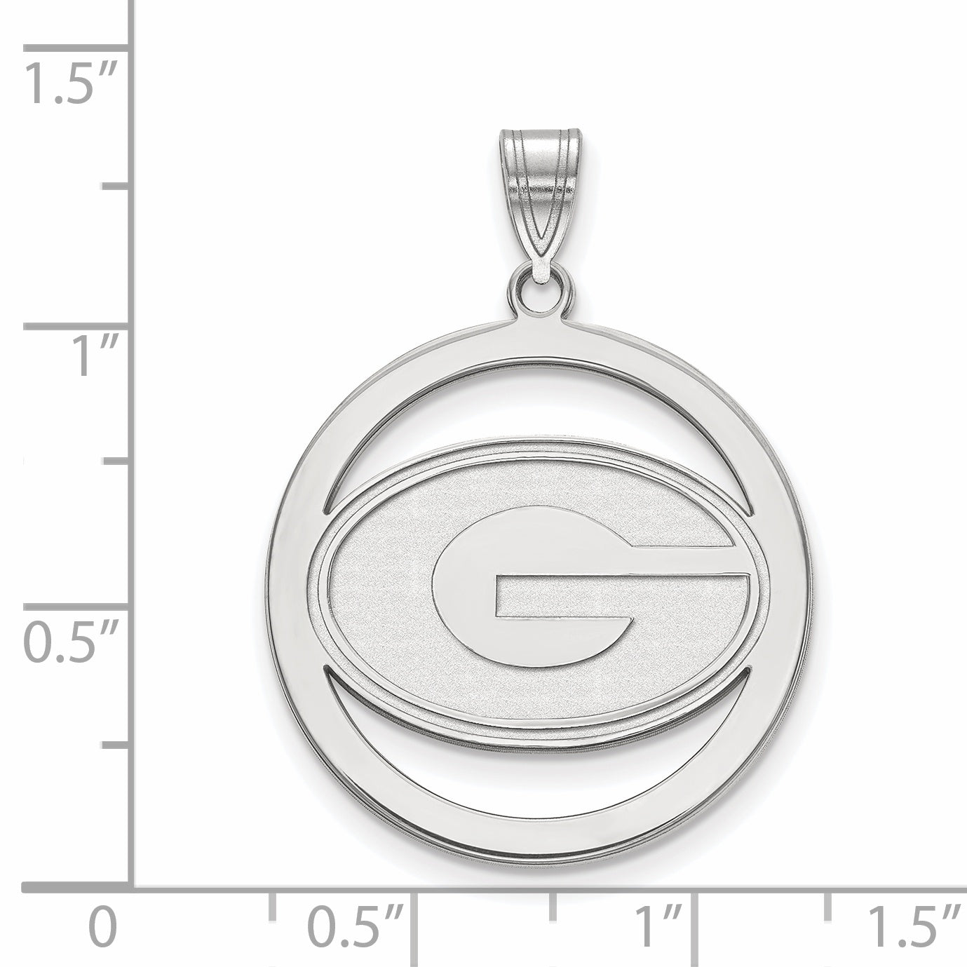 Sterling Silver Rhodium Plated Logoart University Of Georgia Letter G Large Circle Pendant