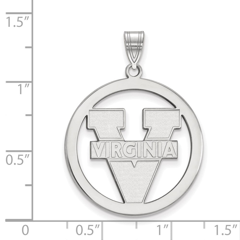 Sterling Silver Rhodium Plated Logoart University Of Virginia Large Circle Pendant