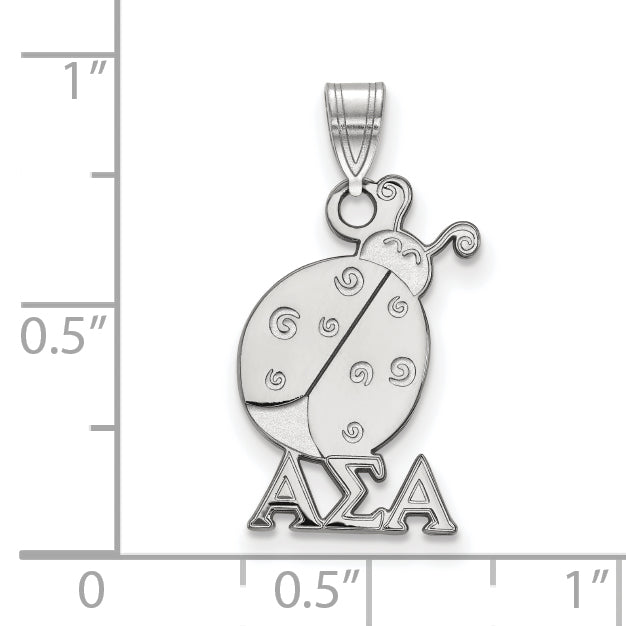 Sterling Silver Rhodium Plated Logoart Alpha Sigma Sorority Symbol Small Pendant
