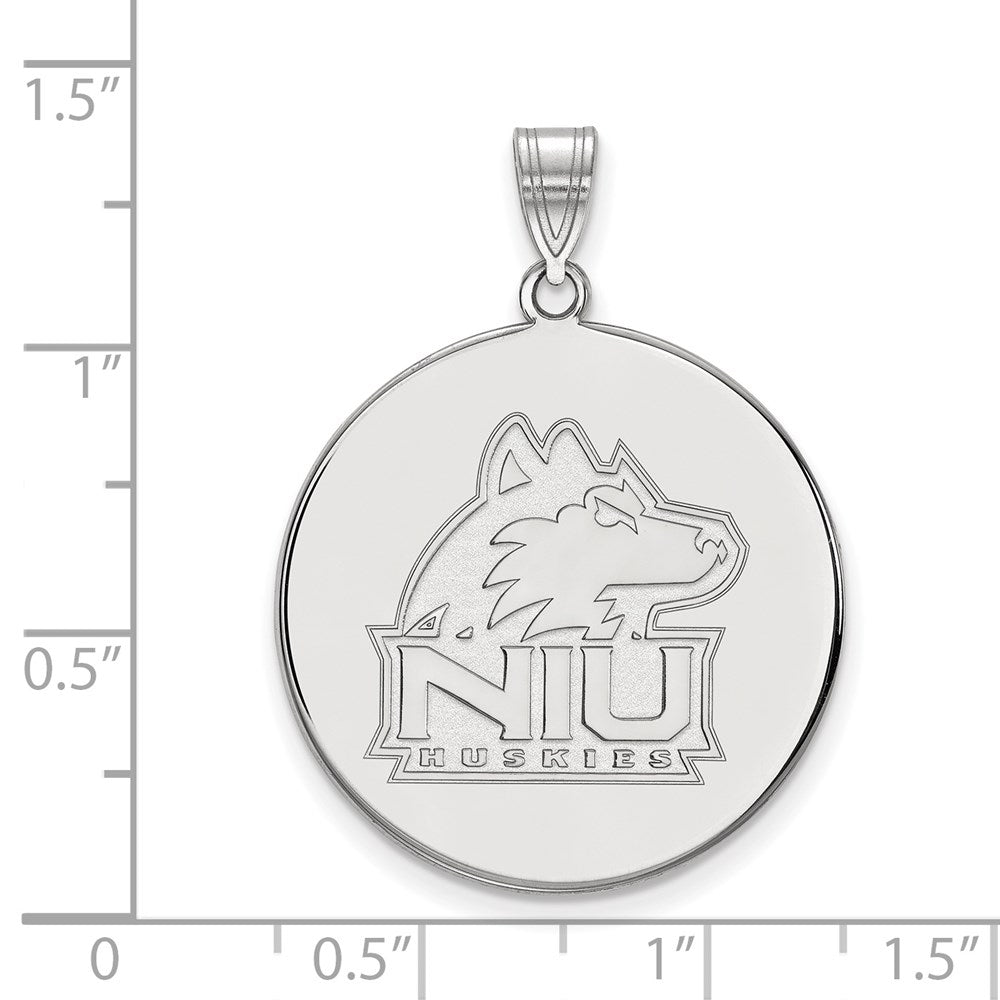 Sterling Silver Rhodium Plated Logoart Northern Illinois University N I U Huskies Extra Large Disc Pendant
