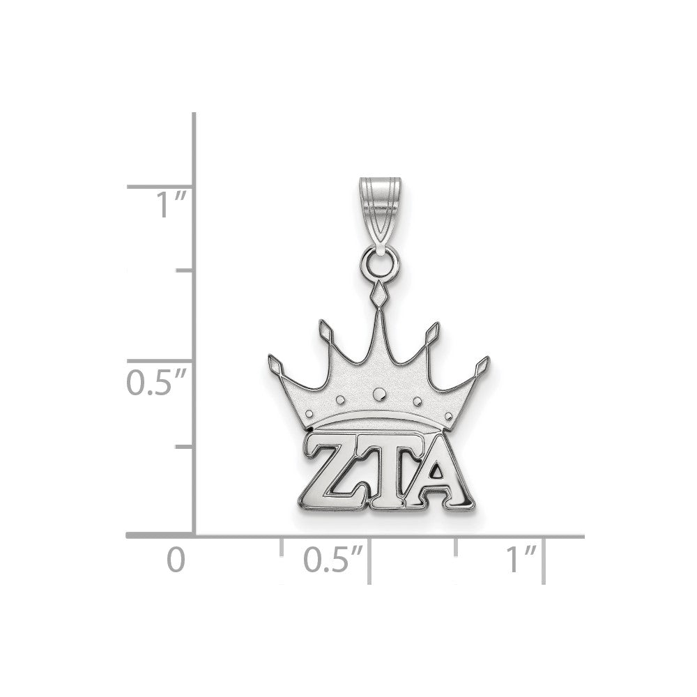 Sterling Silver Rhodium Plated Logoart Zeta Tau Alpha Sorority Symbol Small Pendant
