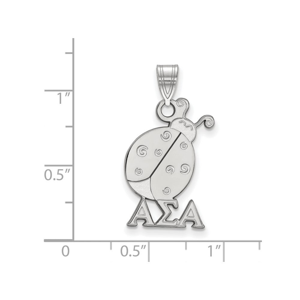 Sterling Silver Rhodium Plated Logoart Alpha Sigma Sorority Symbol Medium Pendant