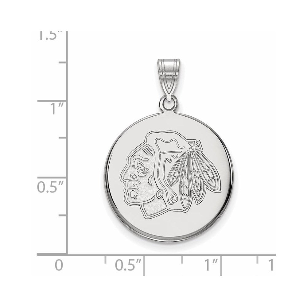 14K White Gold Nhl Logoart Chicago Blackhawks Large Disc Pendant